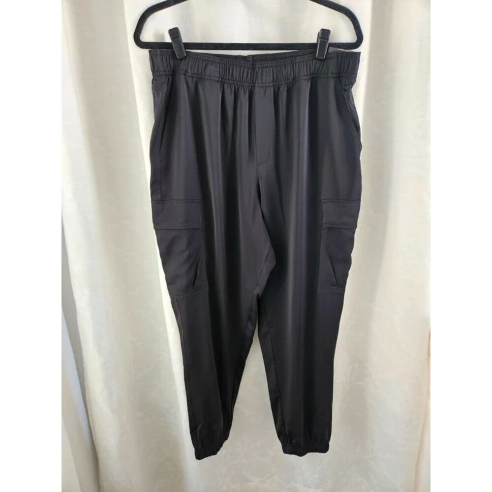 CALIA Journey Collection High Rise Satin Cargo Jogger Pants - Black - Size L